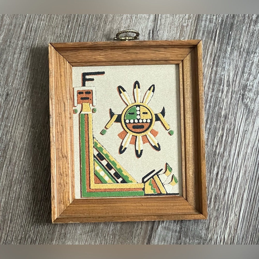 Vintage Rainbow Way‎ LTD Sun & Eagle Sand Art Wooden Frame Albuquerque NM